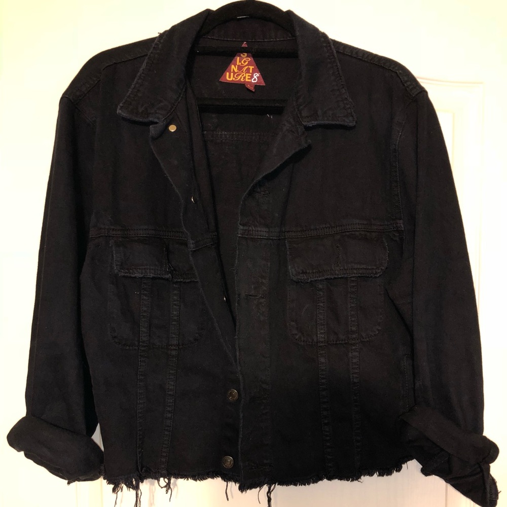 Taiga embroidered tiger black denim jacket